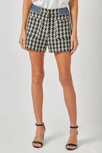 Mystree - C'est Femme Houndstooth Tweed Shorts