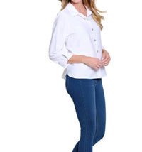 Multiples - 3/4 Sleeve Scallop Button Front Shirt