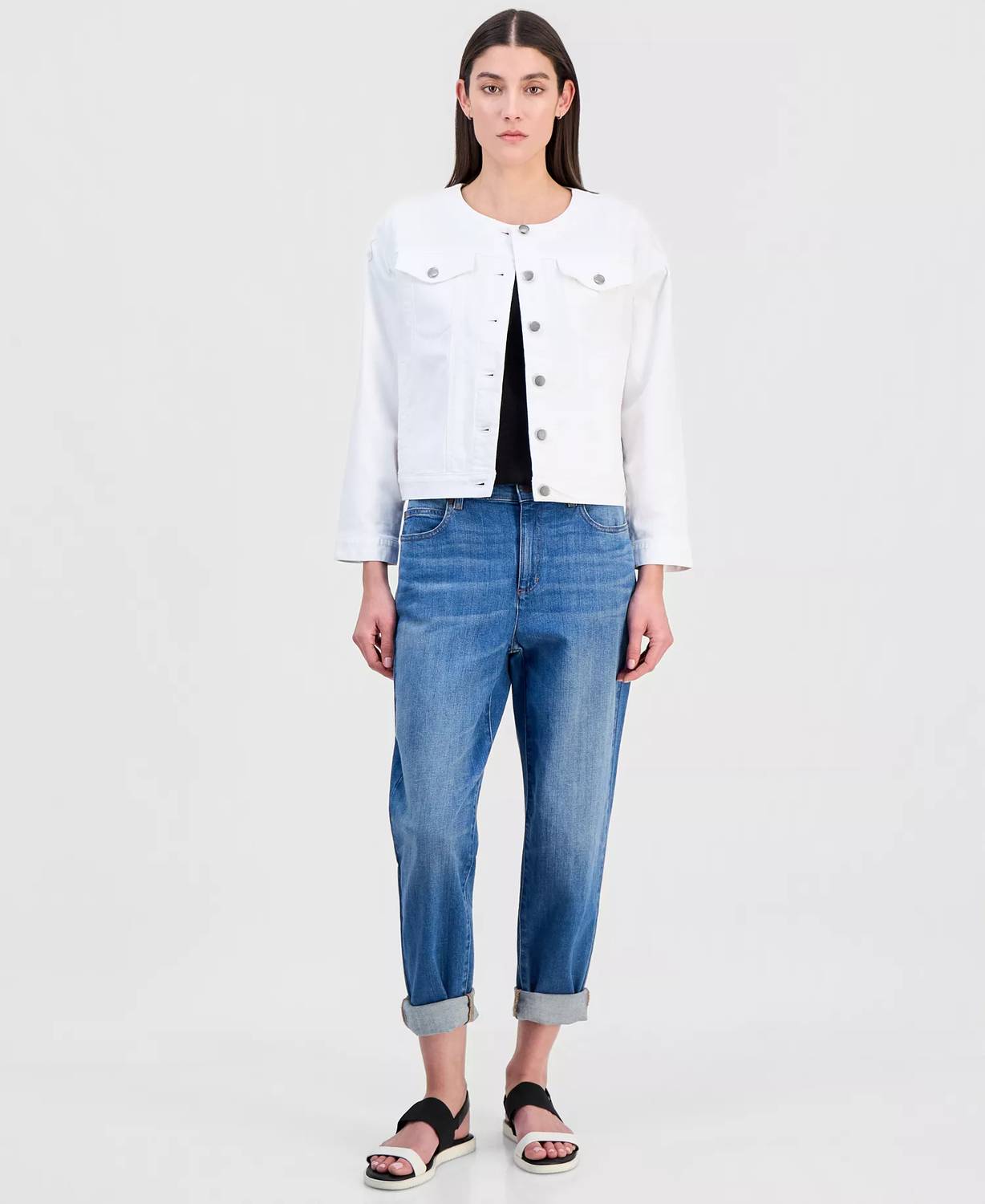 Eileen Fisher - Round Neck Denim Jacket
