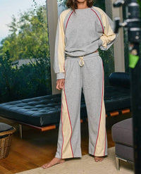 Bucketlist - Piping Details Color-block Wide-leg Sweat Pants
