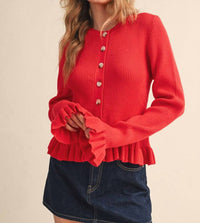 &Merci - Catch My Charm Ruffle Hem Sweater Cardigan