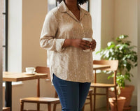 CALVIN KLEIN Patterned Top in beige - women's shirt