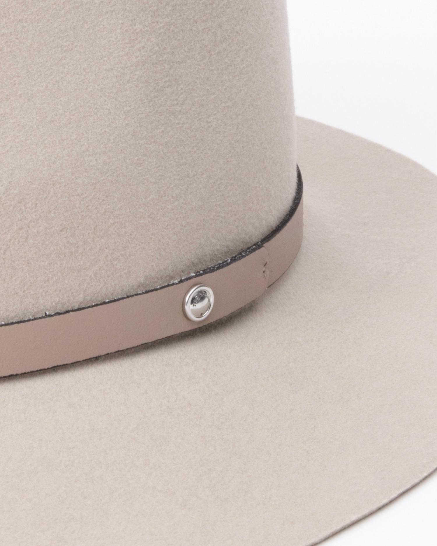Rag & Bone Women's Floppy Brim Fedora in warm grey - women's hat - detail view