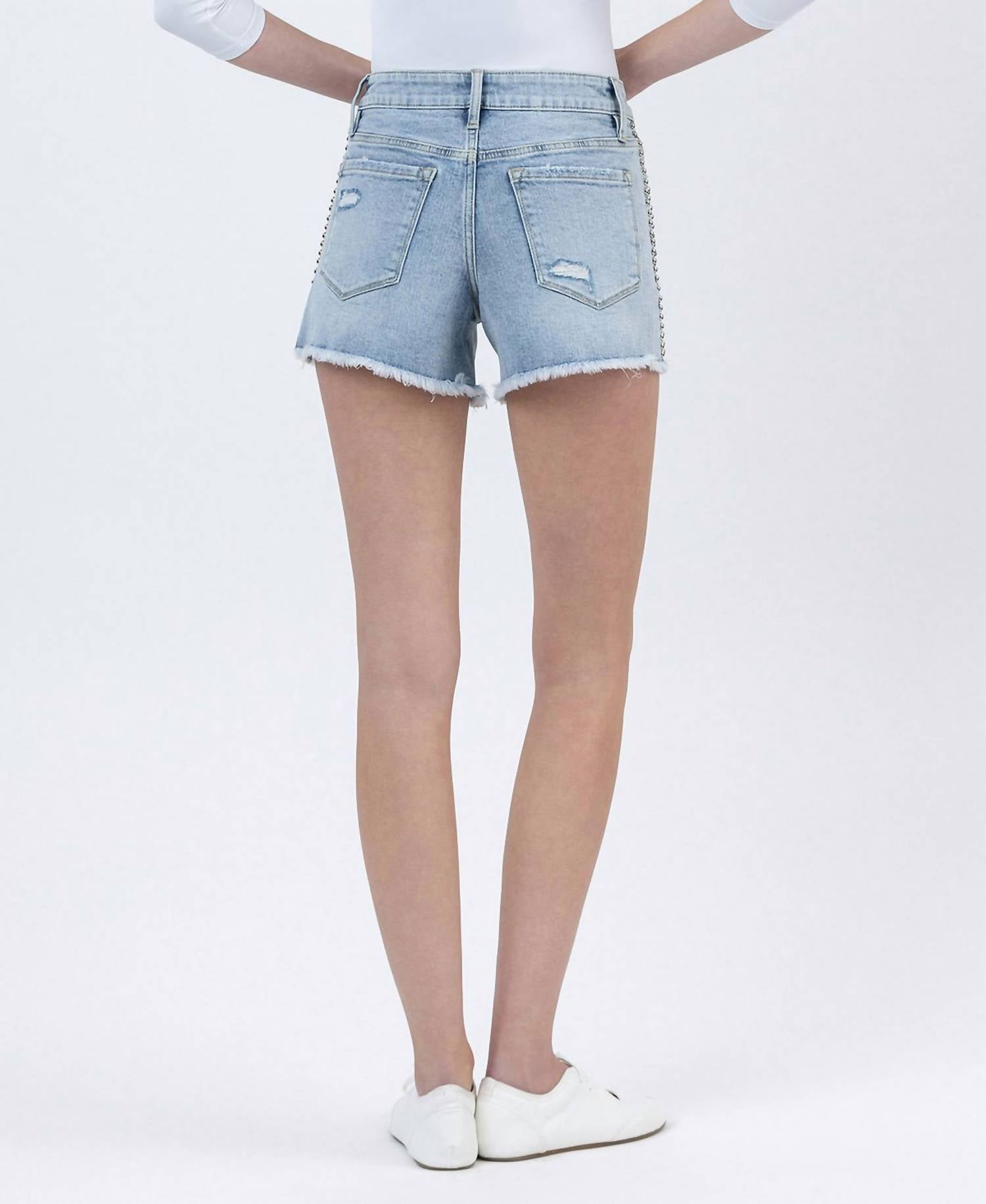 Vervet By Flying Monkey - Studded High Rise Denim Shorts