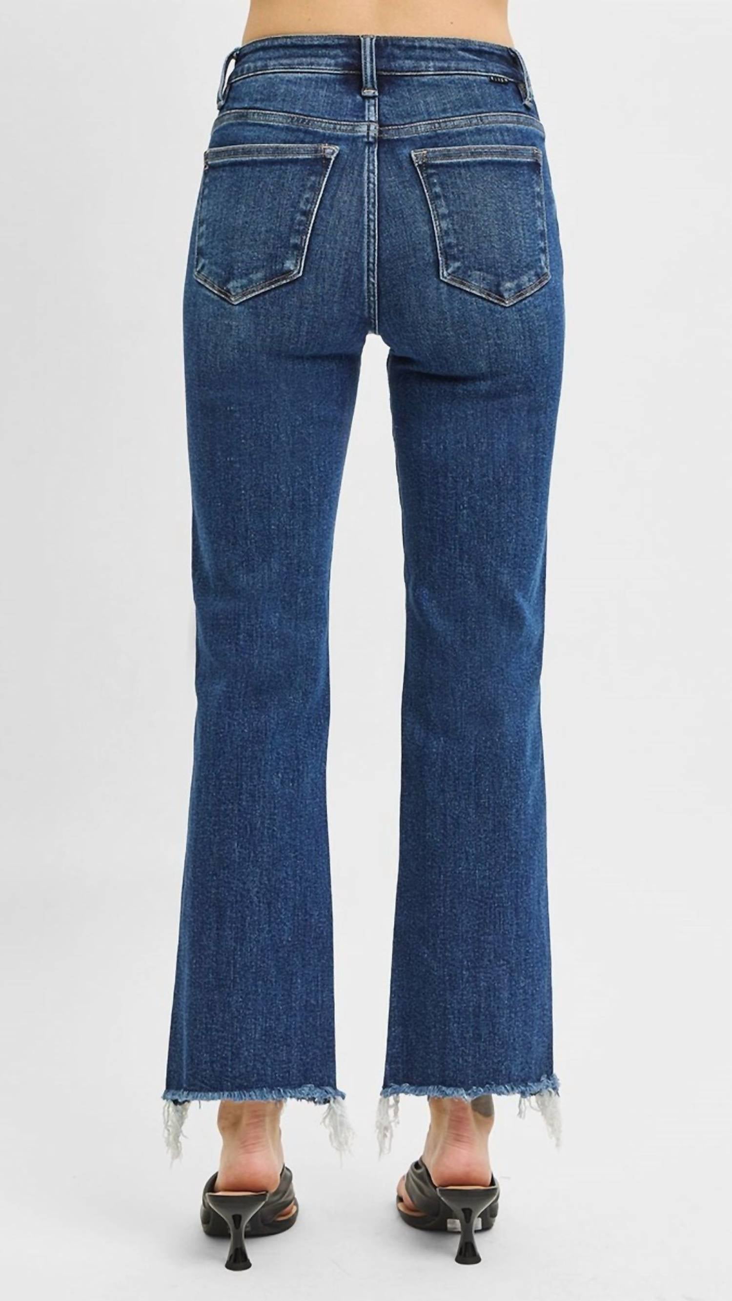 Risen - High Rise Tummy Control Frayed Straight Jeans