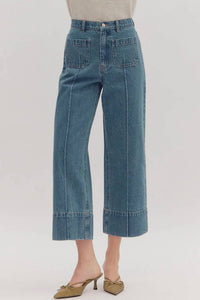 Entro - Women's Sydney Cuffed Wide-leg Ankle Denim Pants