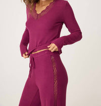 PJ Salvage Sweet Dreams Pant in bordeaux - women's pants - view 6