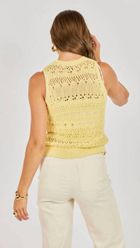 Sadie & Sage Women's Aster Sweater Tank Top in yellow - women's tank top - detail view