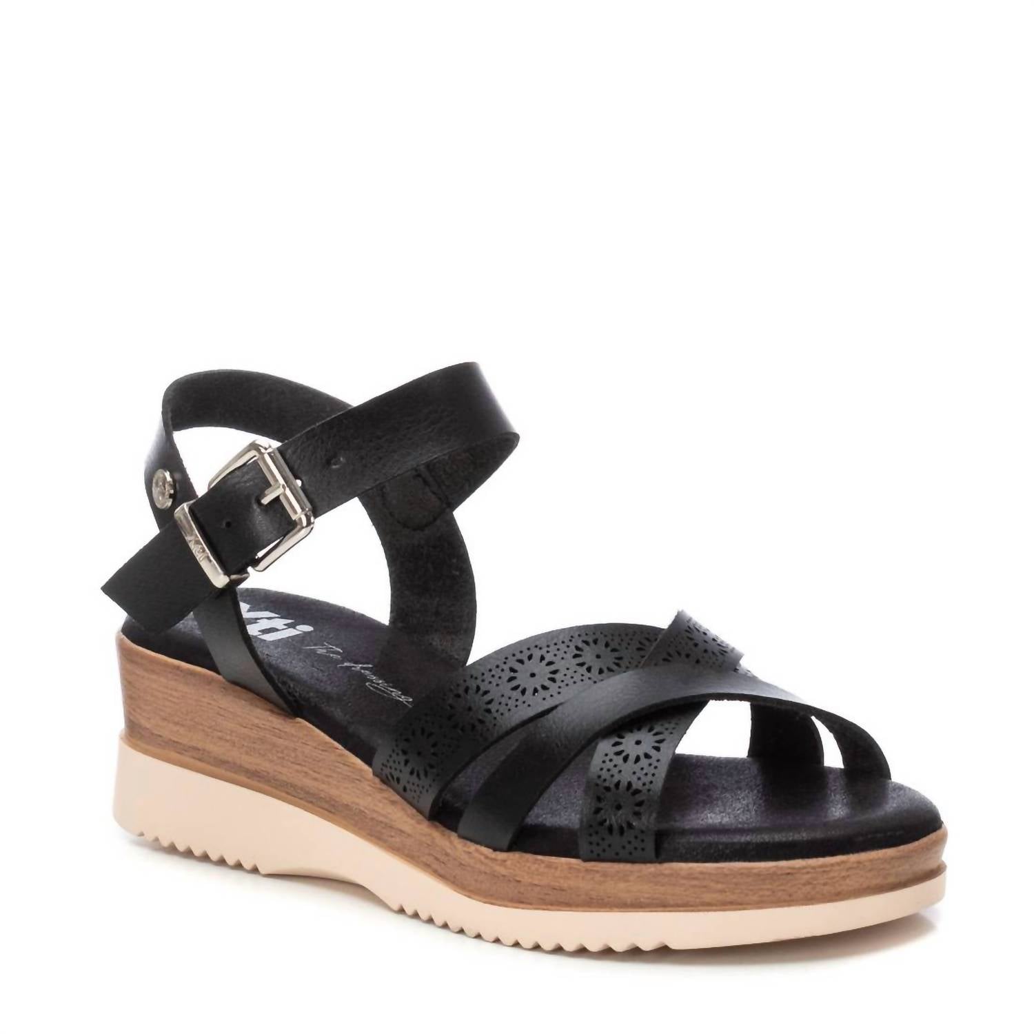 Xti Women's Wedge Sandals in black 1 - women's sandal