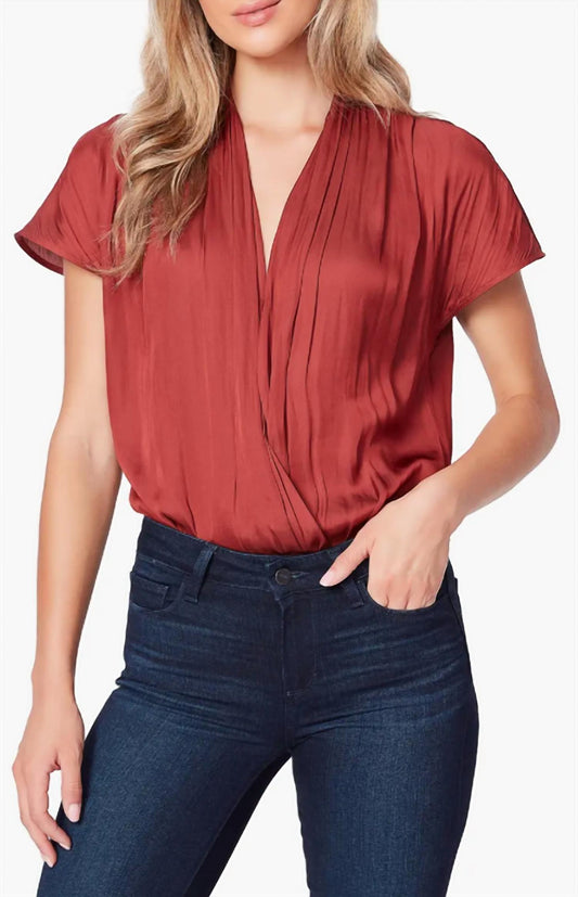 Paige - Dijon Surplice Short Sleeves Bodysuit Spiced Apple