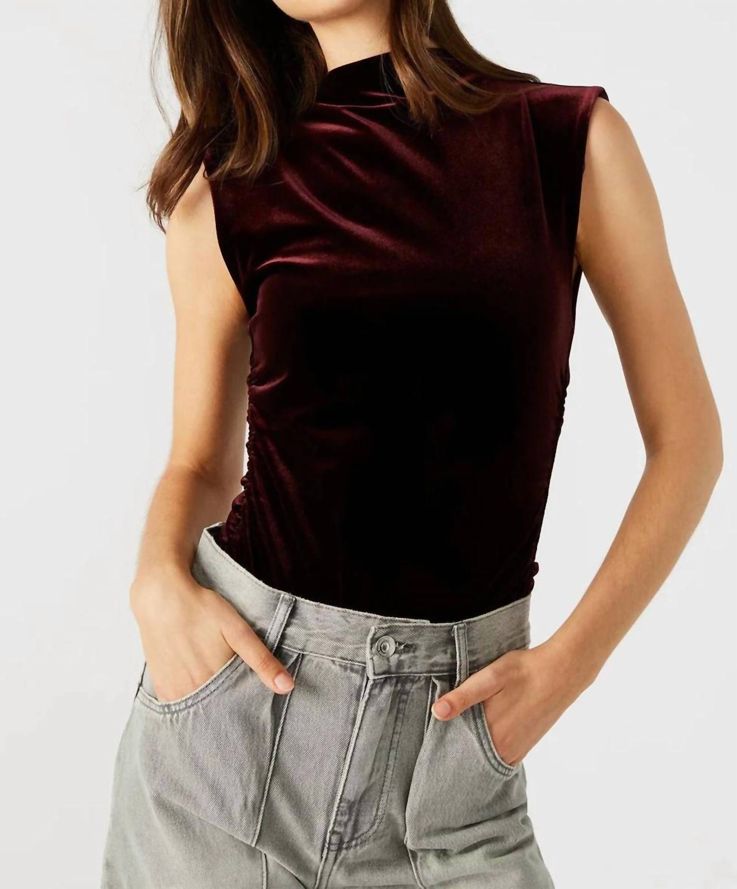 STEVE MADDEN Esen Bodysuit in wine 1 - women's shirt