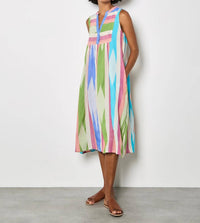 Apricot - Jacquard Cotton Stripe Mid Dress