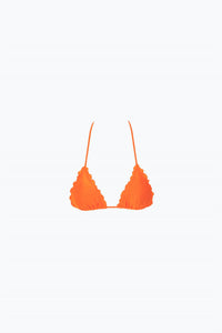 Luli Fama Cosita Buena Wavey Triangle Bikini Top in beachy coral - women's swimwear - detail view