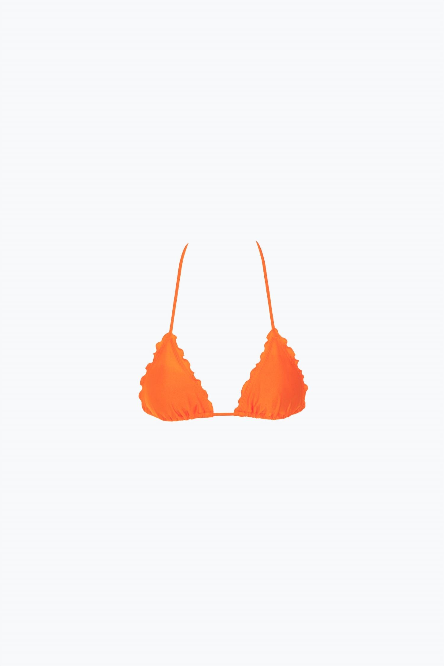 Luli Fama Cosita Buena Wavey Triangle Bikini Top in beachy coral - women's swimwear - detail view