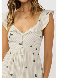 LOVESTITCH The Petal Thread Tiered Maxi Dress in natural grey - women's dress - detail view