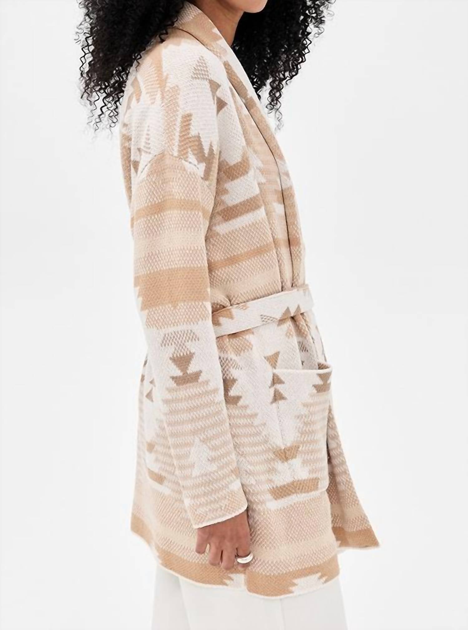 Splendid Aztec Shawl Collar Cardigan in burnt orange - women's cardigan - alternate view