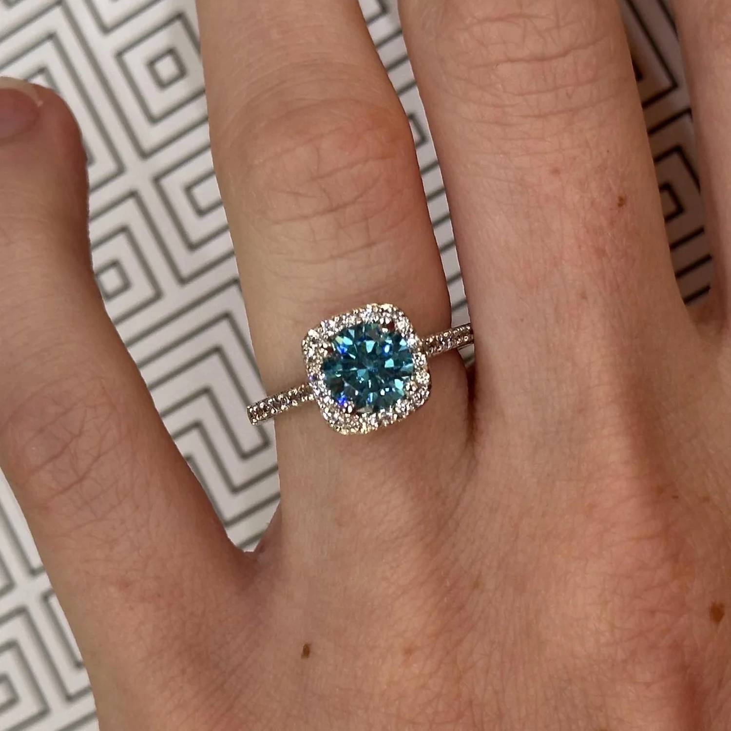 FAIRE Aquamarine & CZ Ring Rhodium Plated in blue - women's jewelry