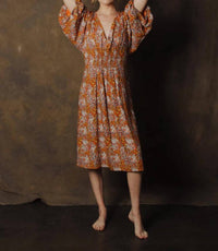 Rora - Pull On V-neck Midi Dress