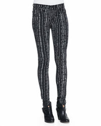 Women Barcode Printed Mid Rise Skinny Jeans Leggings
