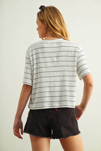 Miou Muse - Stripe Cotton Linen Top