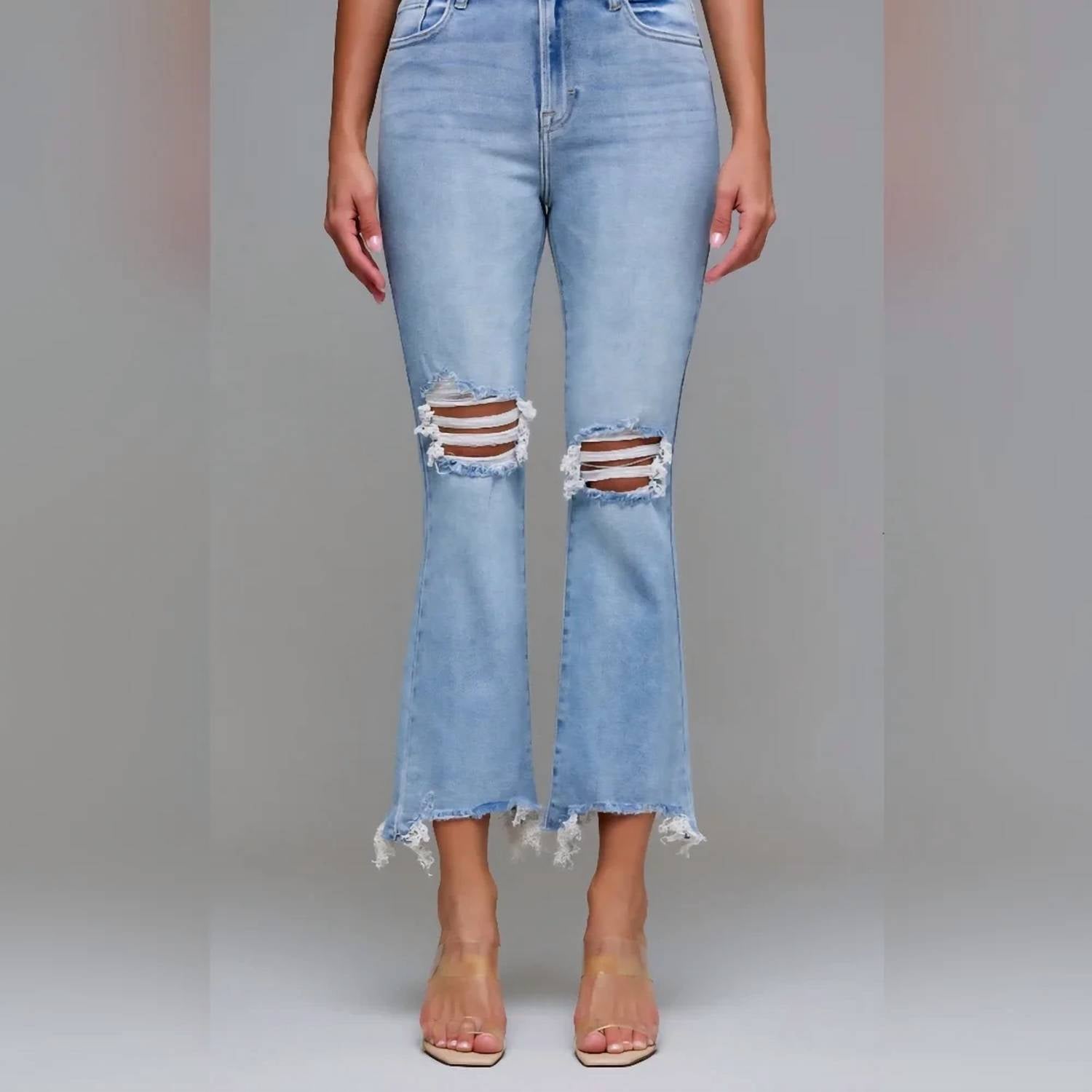 Hidden - Happi Hi Rise Cropped Denim Flare Jean