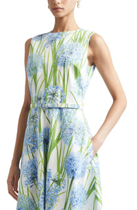 Oscar De La Renta - Sleeveless Allium Print Poplin Dress