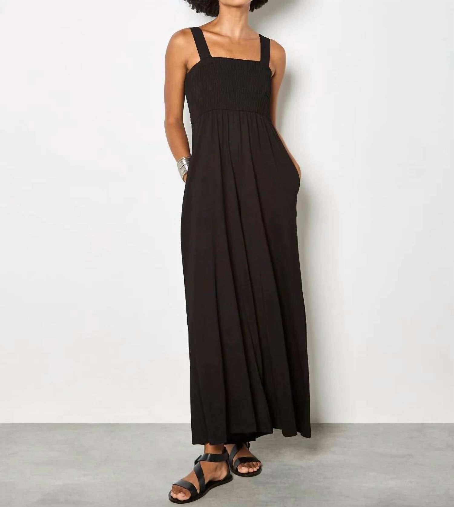 Apricot - Smoked Easy Jersey Slub Jumpsuit