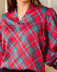 Mary Square Tamryn Plaid About You Blouse in red - women's blouse - detail view