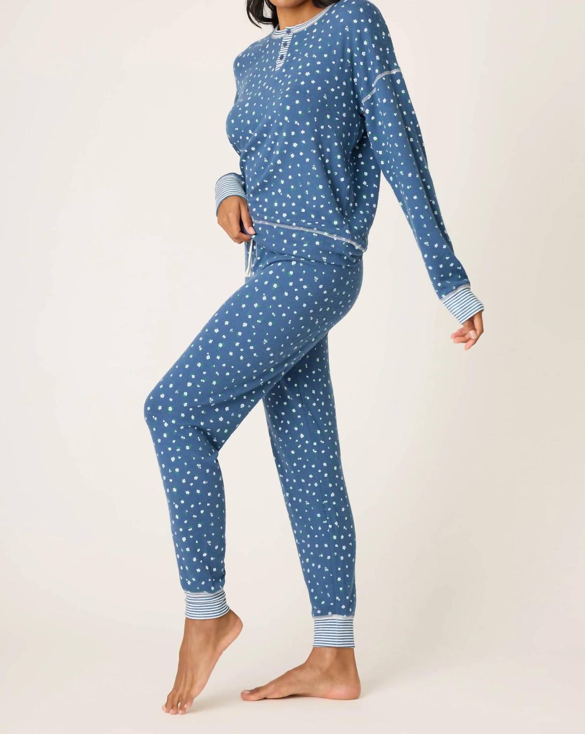 PJ Salvage Cozy Life Lounge Set in blue - women's sleepwear - alternate view