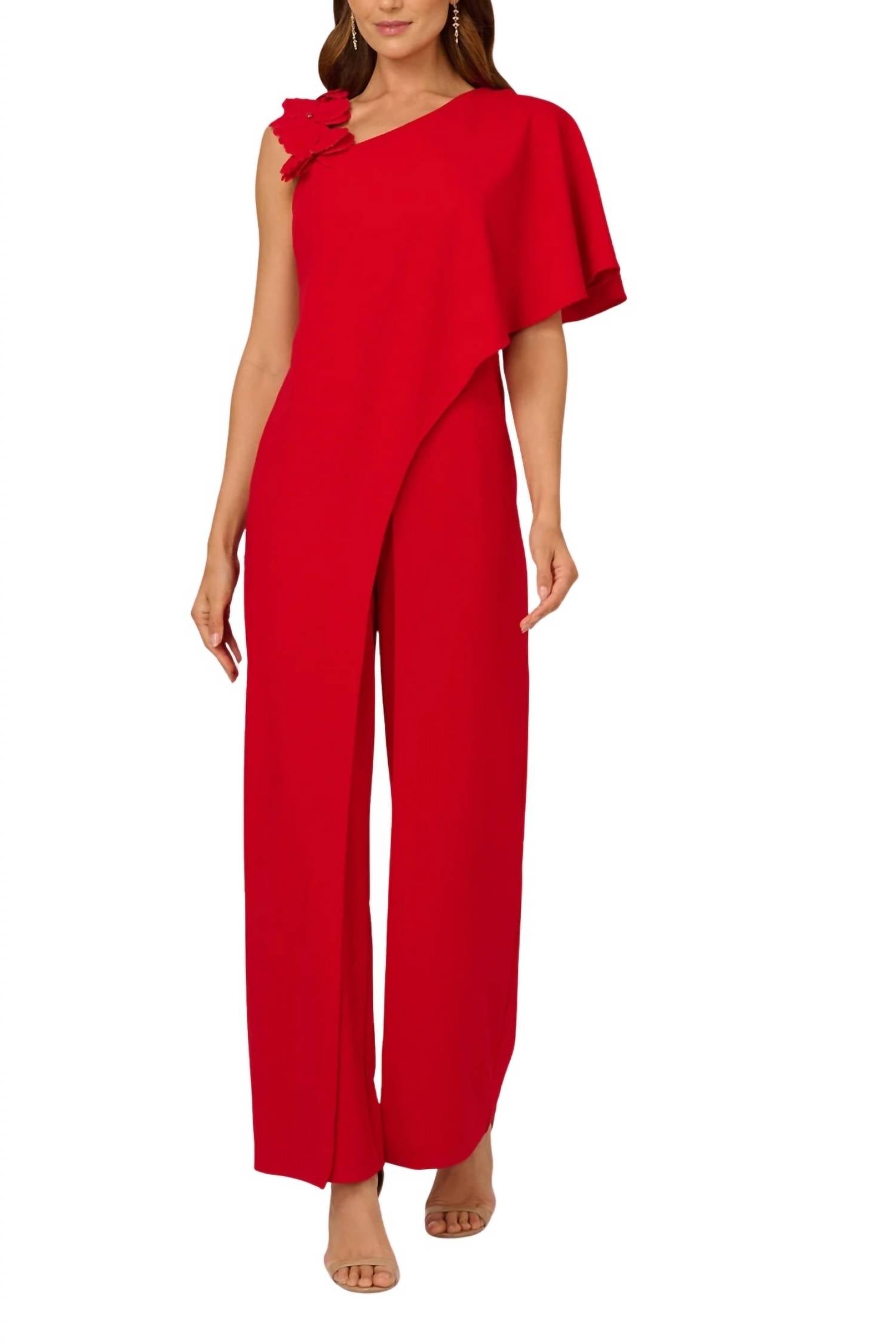 Adrianna Papell - Asymmetrical One-shoulder Jumpsuit