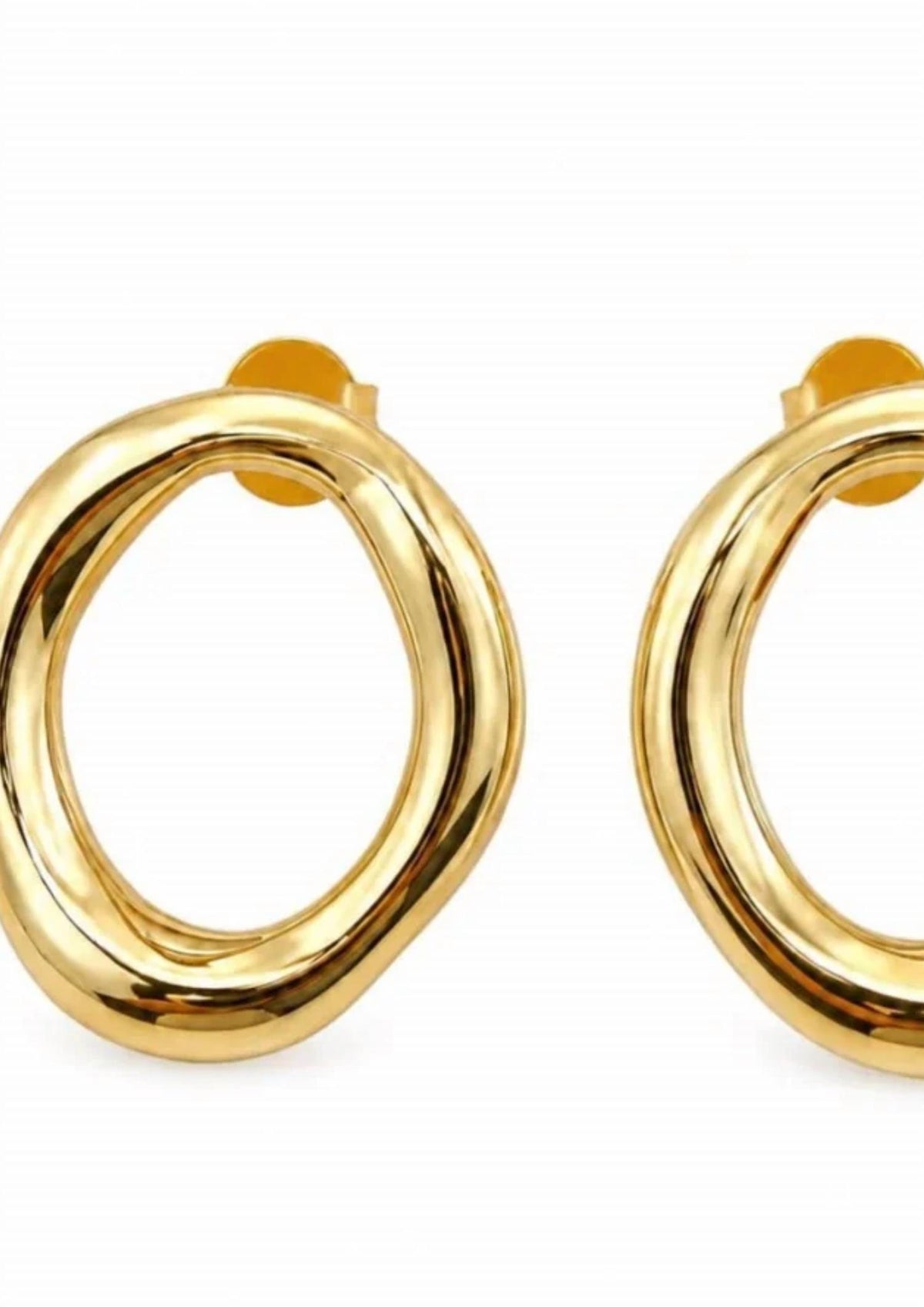 No Whining Designing - Women's Artful Hammered Oval Stud Earrings