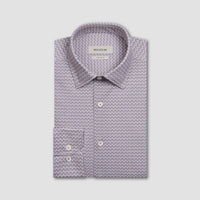 Bugatchi Uomo Small Geometric Print 8 Way Stretch Shirt in wood rose - men's shirt - view 5