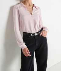 Nation LTD Kimberley Polo Tee in blush - women's long sleeve top