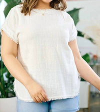 Doe And Rae - Frayed Gauze Top - Plus Size