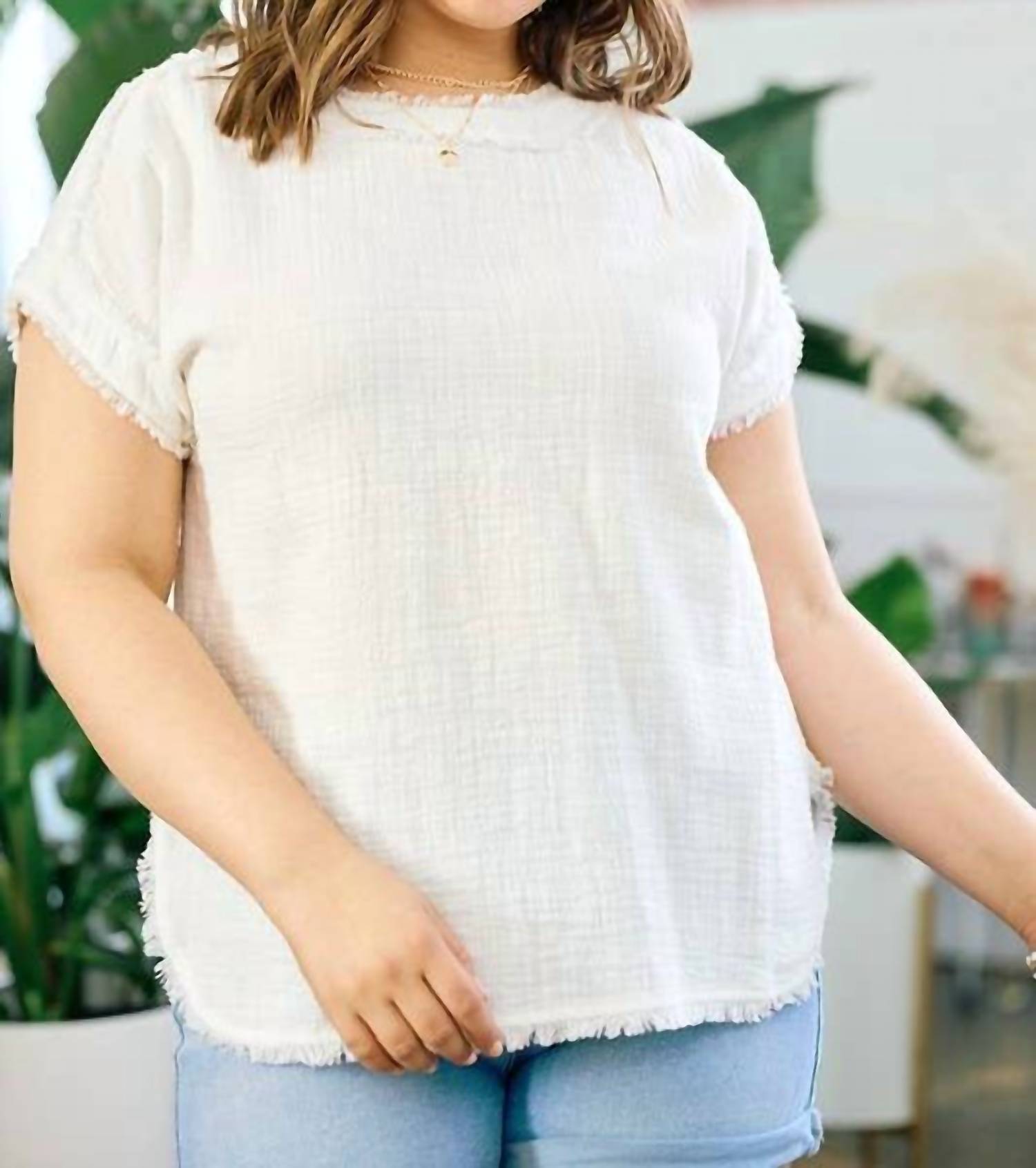Doe And Rae - Frayed Gauze Top - Plus Size