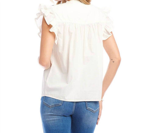 Karen Kane - Embroidered Ruffle Sleeve Top
