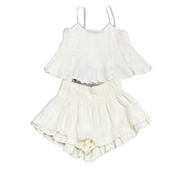 Umgee - Women's Sleeveless Spaghetti Strap Top & Ruffle Scalloped Shorts