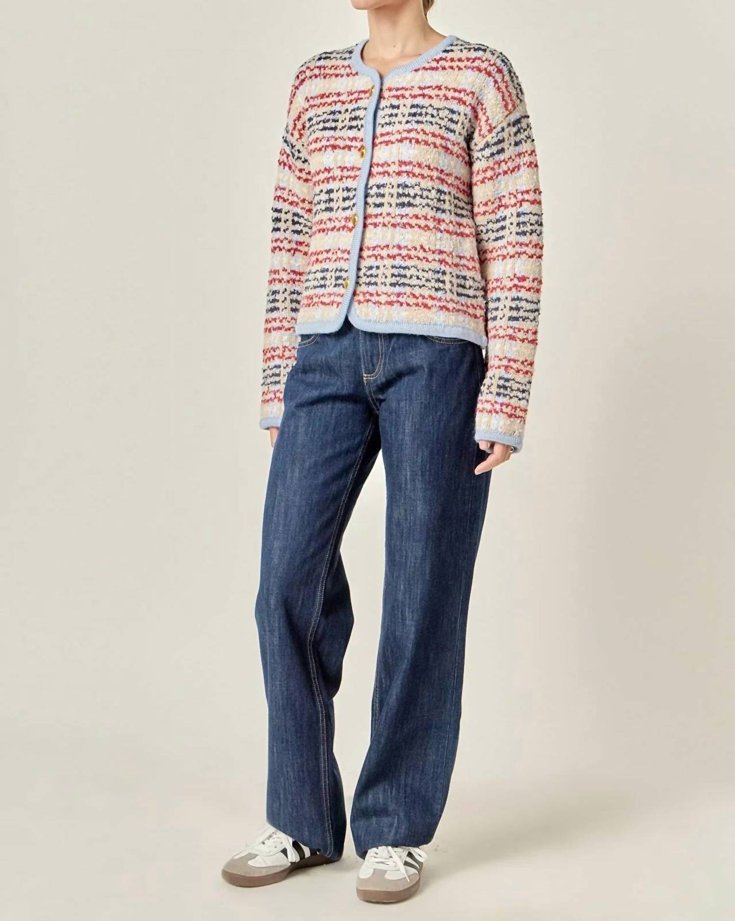 English Factory Textured Striped Jacket - women's jacket - detail view