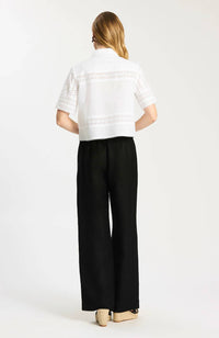 Tyler Boe Sabrina Pleated Eyelet Shirt in white - women's blouse - alternate view