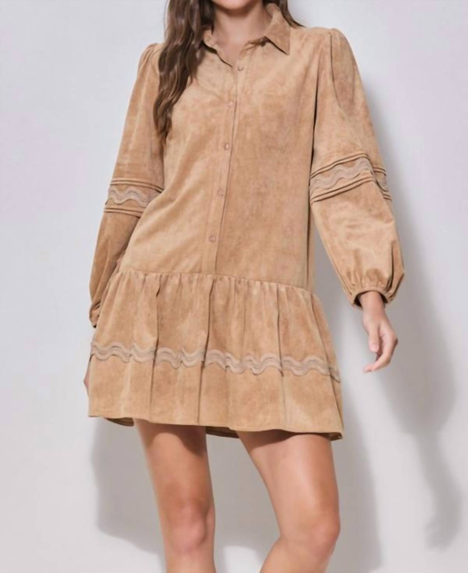 Able - Faux Suede Babydoll Dress