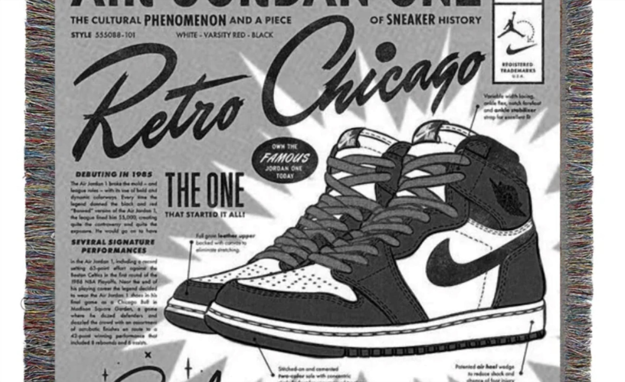MARQ THE LABEL Retro Jordan Tapestry Blanket in multi - item - detail view