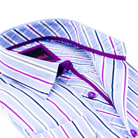 Eight X - Striped Button Down Shirt With Plaid Trim