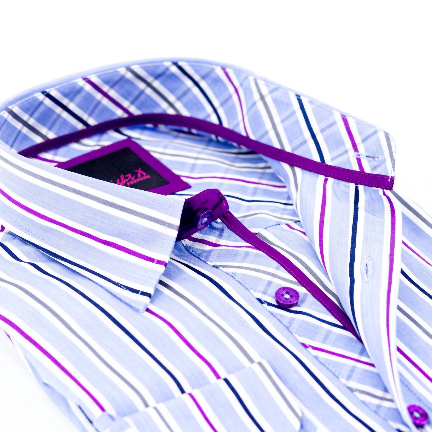 Eight X - Striped Button Down Shirt With Plaid Trim