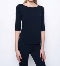Picadilly - Quarter Sleeve Boat Neck Top