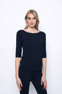 Picadilly - Quarter Sleeve Boat Neck Top