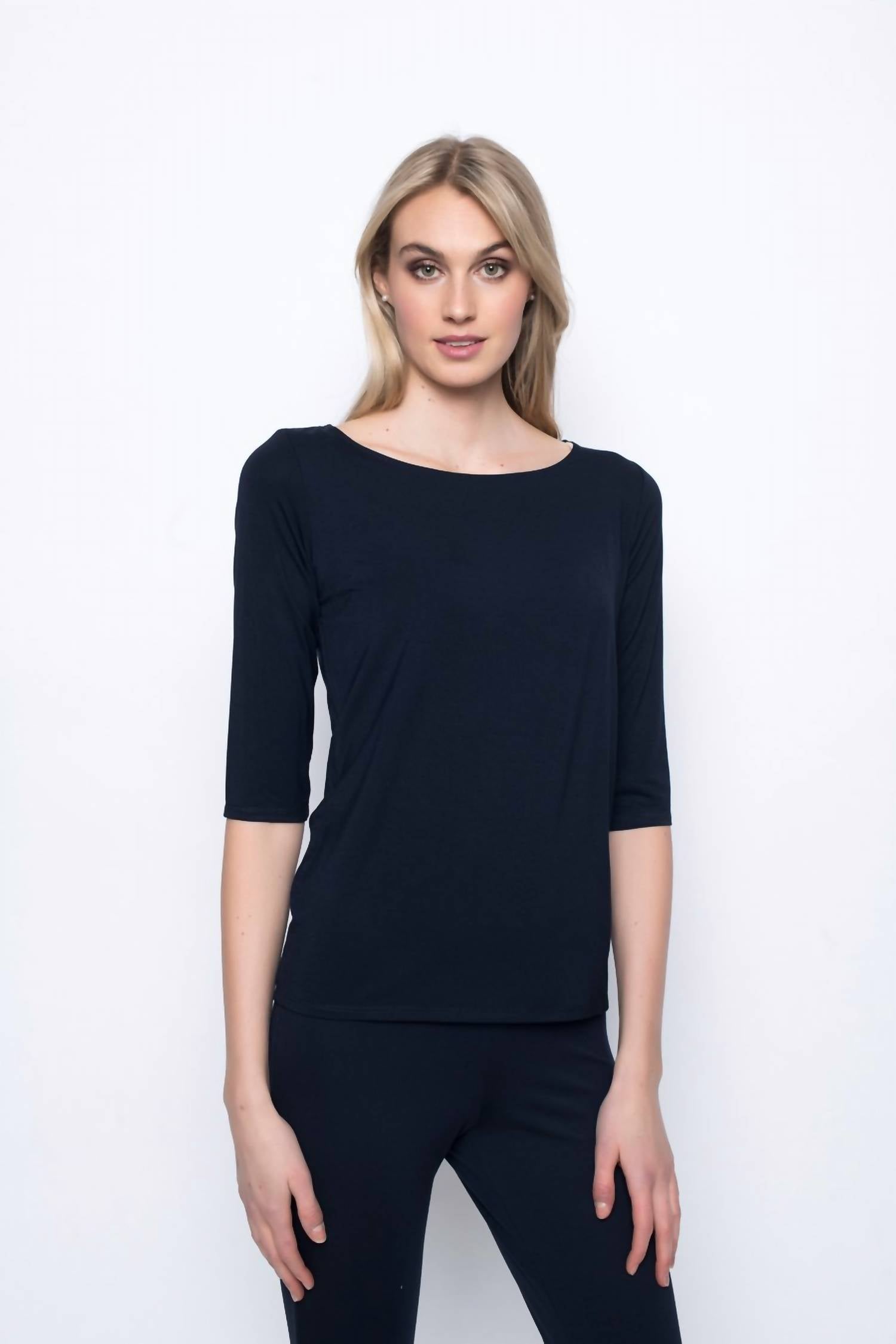 Picadilly - Quarter Sleeve Boat Neck Top
