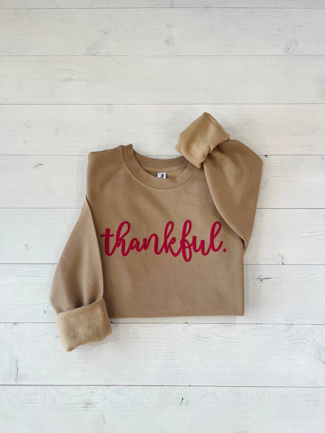 Up2Ournecksinfabric - Women's Embossed Thankful Sweatshirt