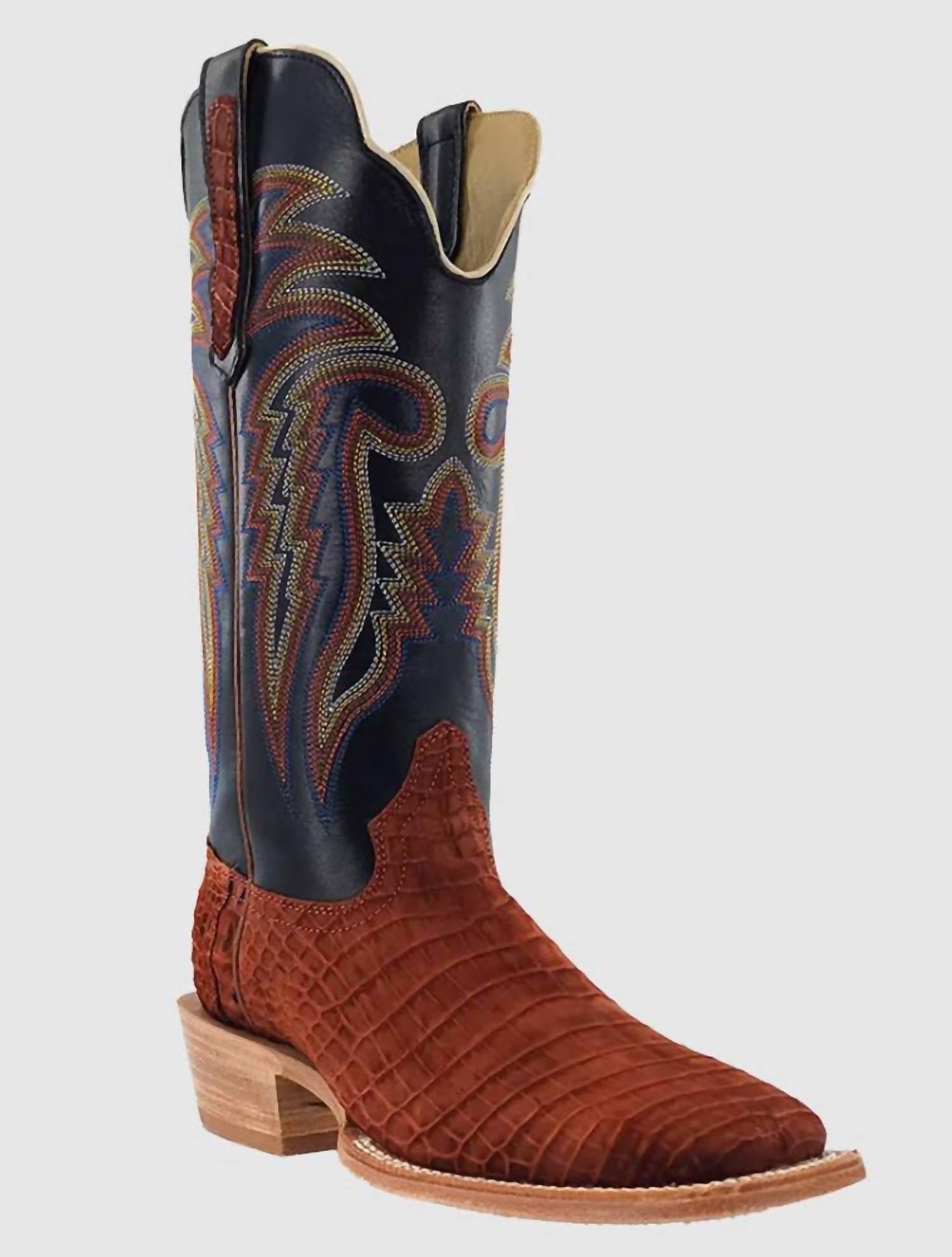 R Watson Boots - Men's Cognac Sueded Nile Crocodile Exotic Boots