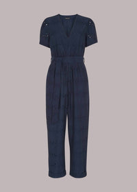 Whistles - Zoe Broderie Tied Waist Eyelet Cotton Jumpsuit
