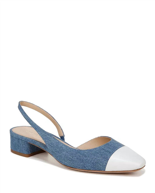 Veronica Beard - Cecile Denim Cap-Toe Slingback Sandals